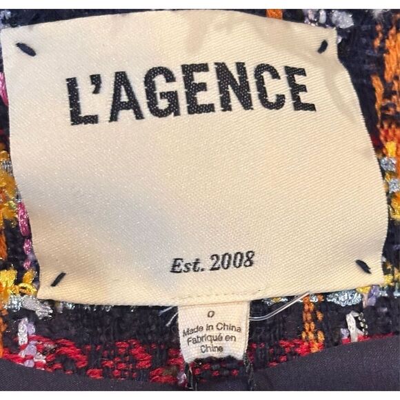 L’Agence Angelina Tweed Jacket in Black Multi Tweed NWT Size 0 - Picture 9 of 11